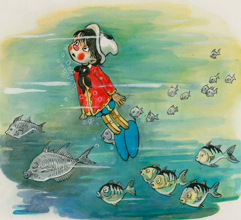 Pinocchio (gouache på papper) av English School