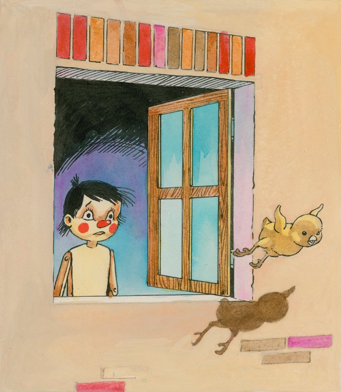 Pinocchio (gouache på papper) av English School