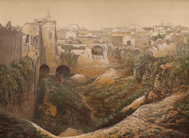 Platser som nämns i Bibeln: The Pool of Bethesda (chromolitho) av English School