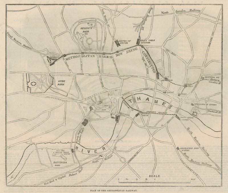 Plan för Metropolitan Railway av English School