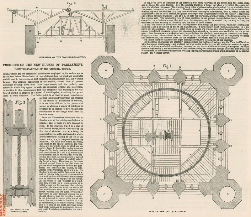 Plan över Victoria Tower, Palace of Westminster, London av English School
