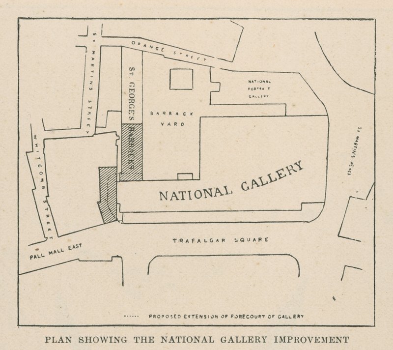 Plan som visar förbättringen av Nationalgalleriet av English School