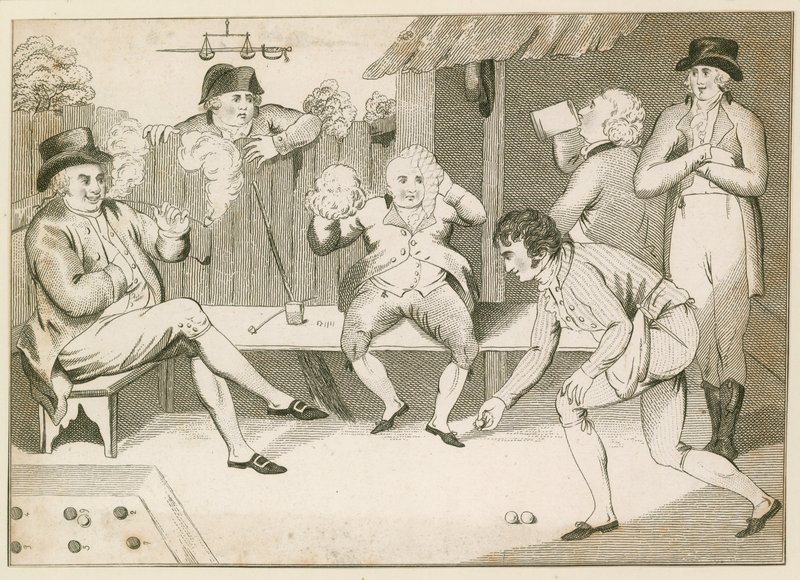 Spelar ett bollspel. 1700-talet av English School