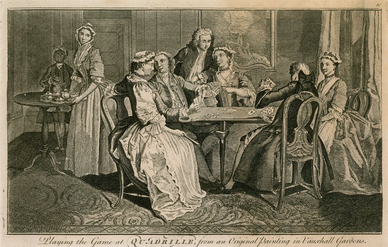 Spelar Quadrille från originalmålningen i Vauxhall Gardens, London av English School