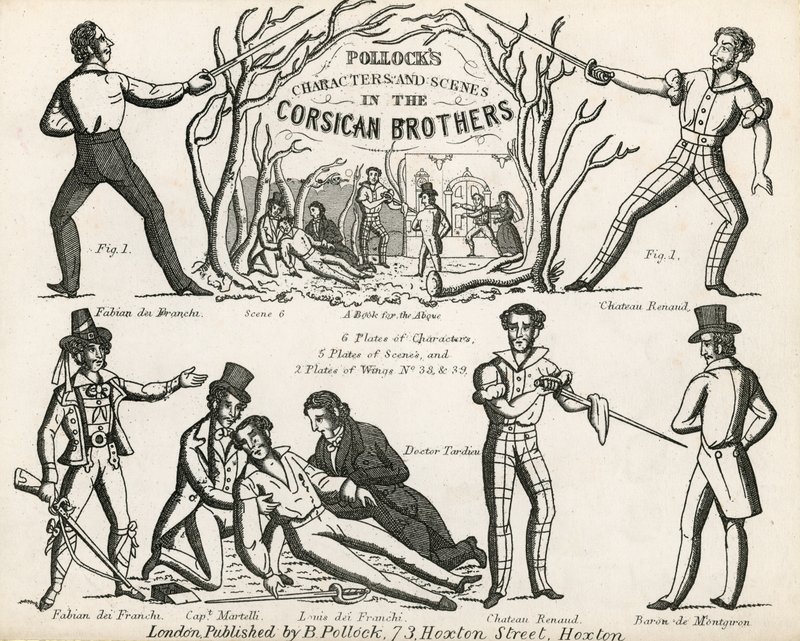 Pollocks karaktärer och scener i Corsican Brothers av English School