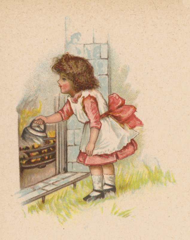 Polly sätt på vattenkokaren (chromolitho) av English School