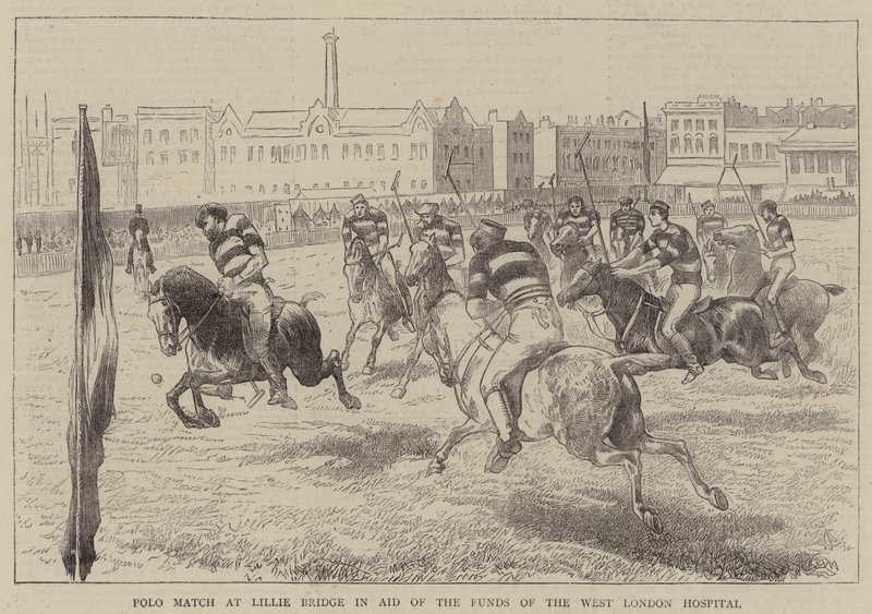 Polo Match på Lillie Bridge i Aid of the Funds of the West London Hospital (gravyr) av English School