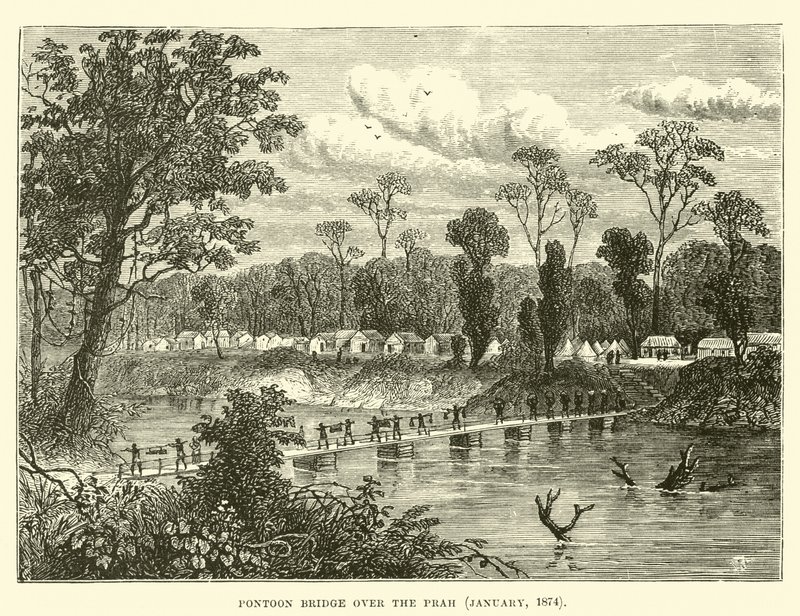 Pontonbron över Prah, januari 1874 av English School