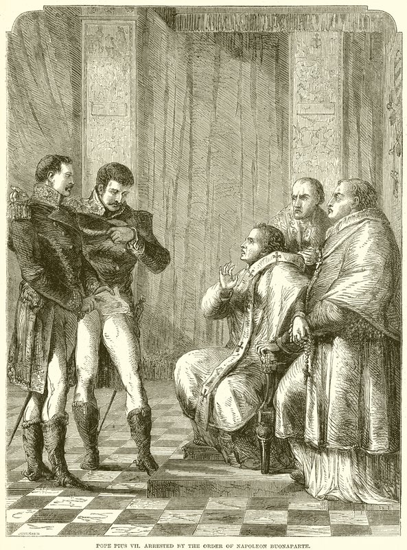Påven Pius VII. arresterad på order av Napoleon Buonaparte av English School