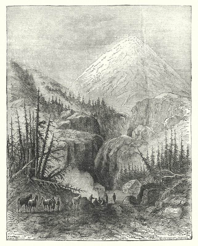Popocatepetl, det rökande berget (gravyr) av English School