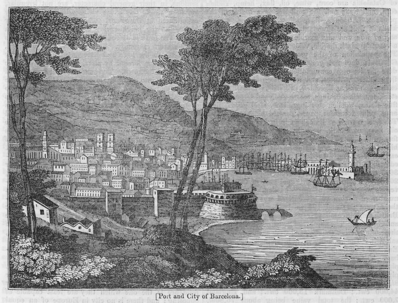 Barcelonas hamn och stad av English School