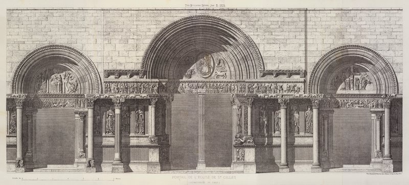 Portal för kyrkan St Gilles, Department of Gard (gravyr) av English School