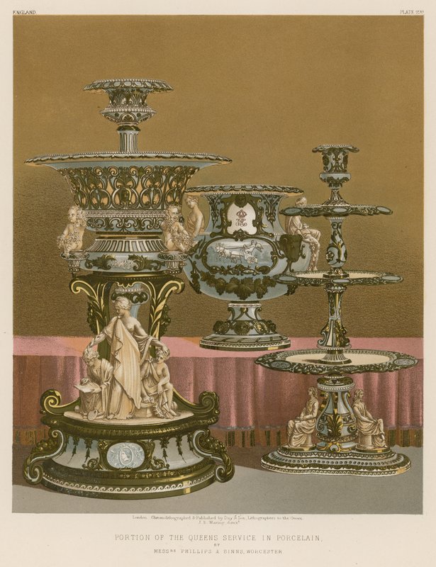 Del av The Queens Service in Porcelain av Mrs Phillips och Binns, Worcester av English School