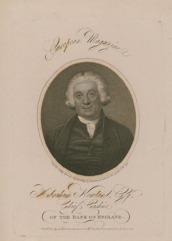 Porträtt av Abraham Newland av English School