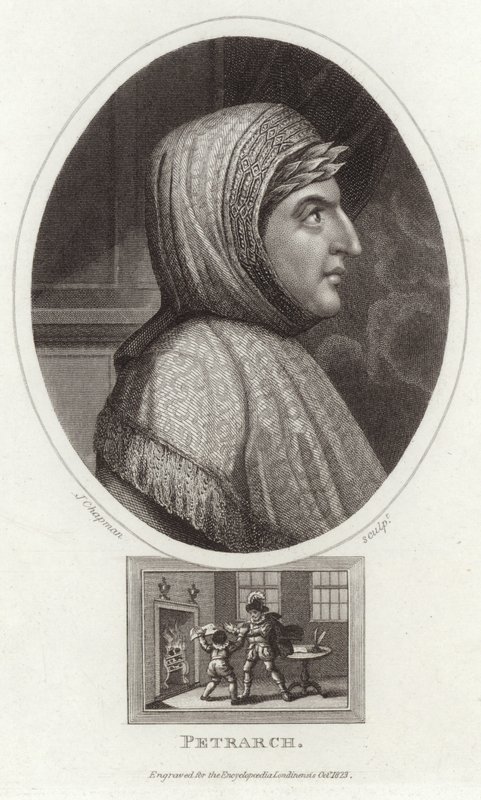 Porträtt av Francesco Petrarch av English School