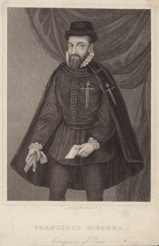 Porträtt av Francisco Pizarro av English School