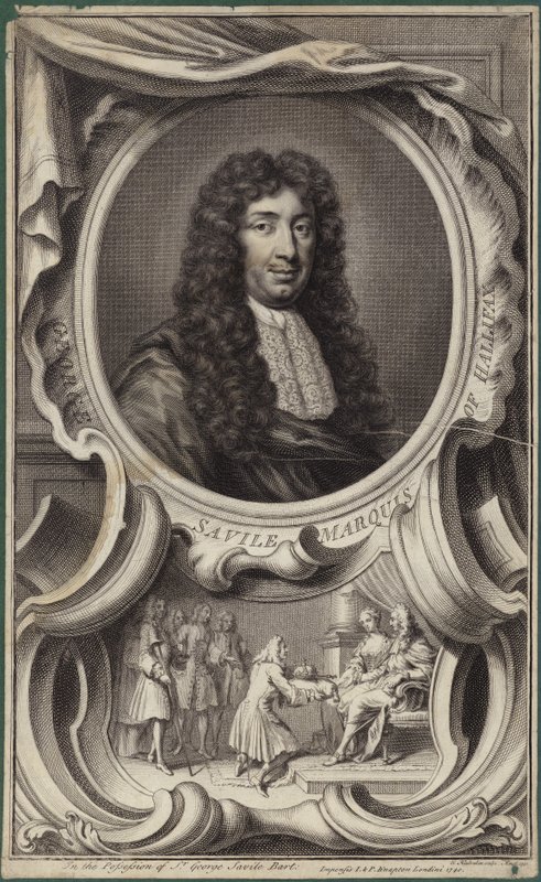 Porträtt av George Savile, markis av Halifax av English School
