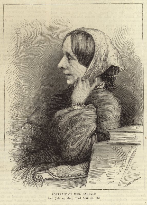Porträtt av Jane Welsh, fru till Thomas Carlyle av English School