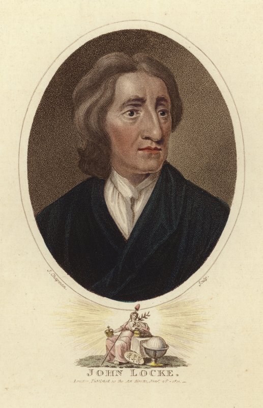 Porträtt av John Locke (färggravyr) av English School