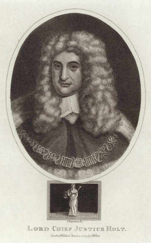 Porträtt av Lord Chief Justice Holt av English School