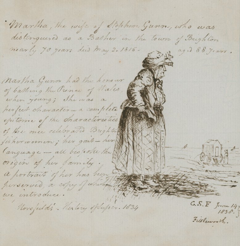 Porträtt av Martha Gunn (bläck på papper) av English School