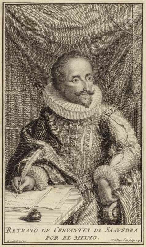 Porträtt av Miguel de Cervantes av English School