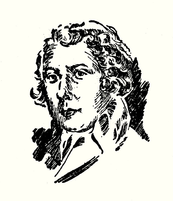 Porträtt av Richard Brinsley Sheridan (litografi) av English School