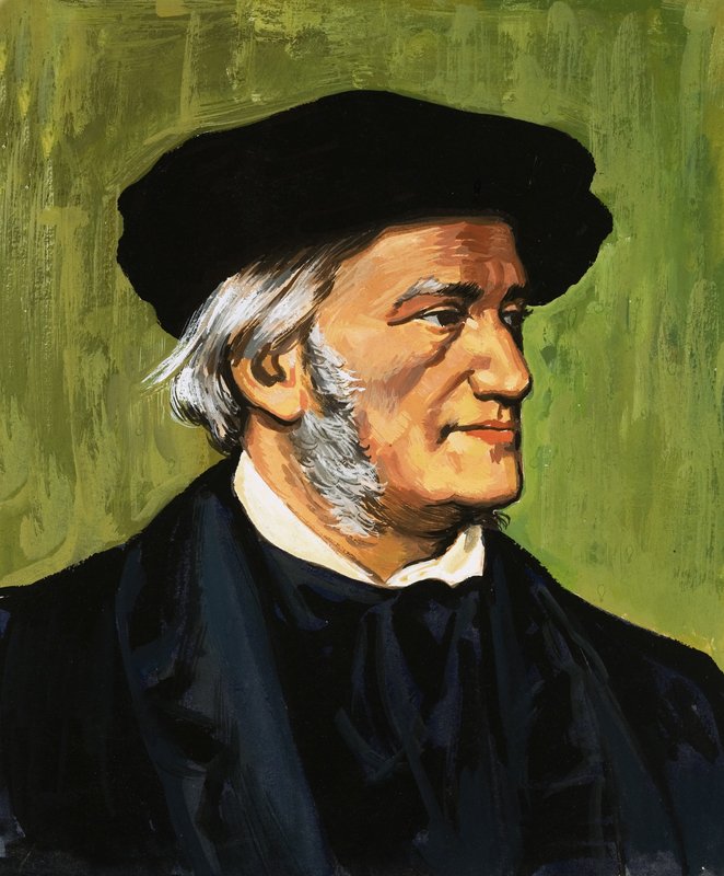 Porträtt av Richard Wagner, kompositör av Den flygande holländaren av English School