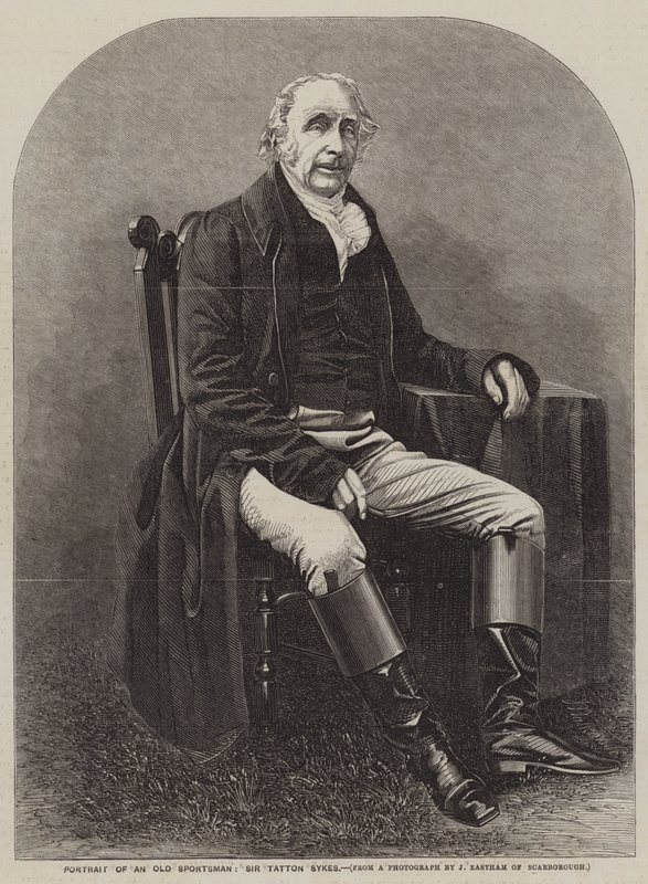 Porträtt av en gammal idrottsman, Sir Tatton Sykes (gravyr) av English School