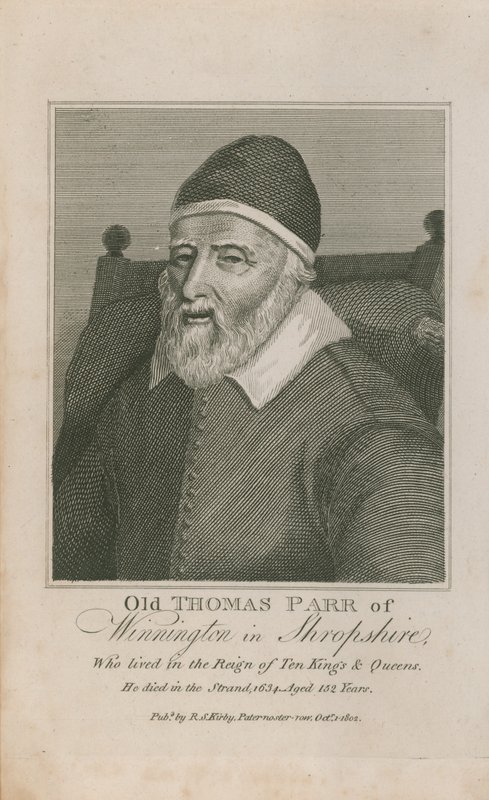 Porträtt av gamle Thomas Parr av English School