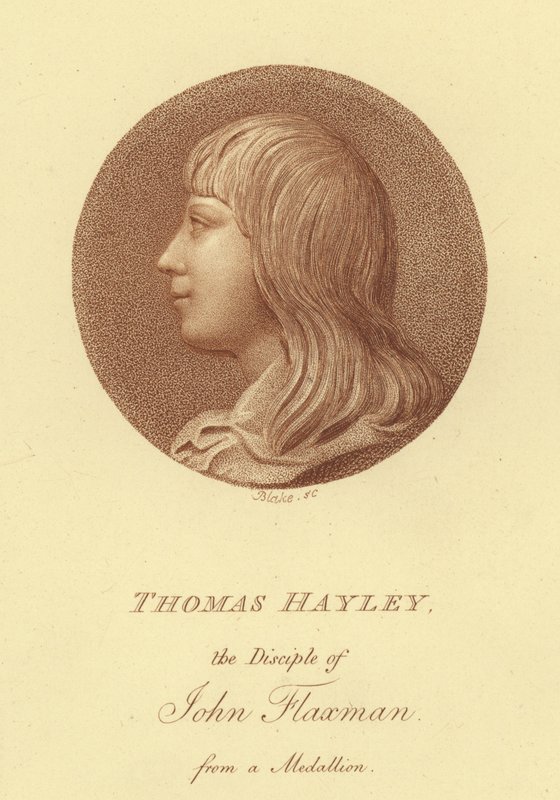 Porträtt av skulptören Thomas Hayley, lärjunge till John Flaxman (gravyr) av English School