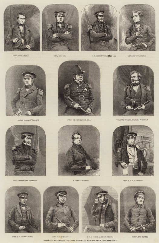 Porträtt av kapten Sir John Franklin och hans besättning av English School