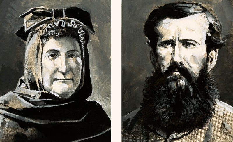 Porträtt av Richard Burton och hans fru Isabel (gouache på papper) av English School