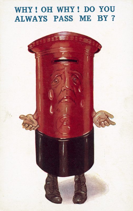 Postbox, varför eller varför går du alltid förbi mig? (färg litho) av English School