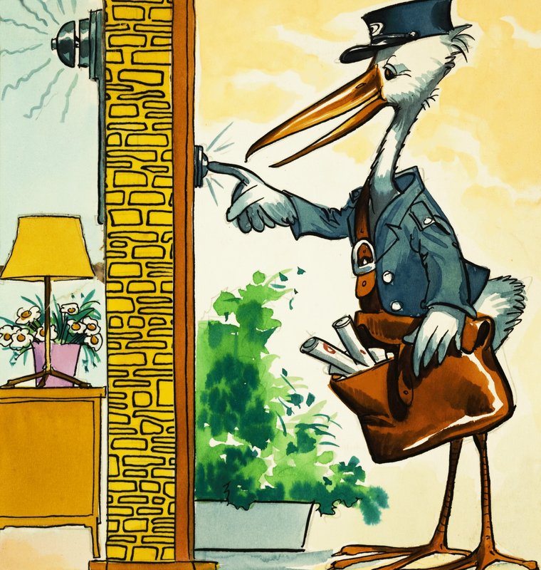 Postman stork ringer i klockan av English School