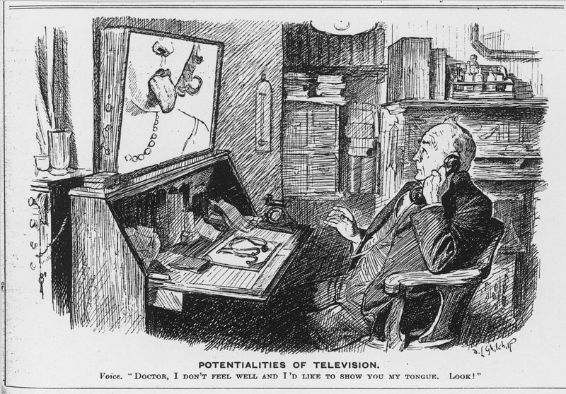 Televisions potential, tecknad film från Punch Magazine av English School