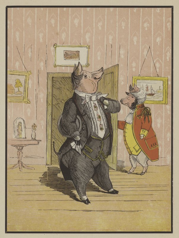 Precocious Piggy (färg litho) av English School