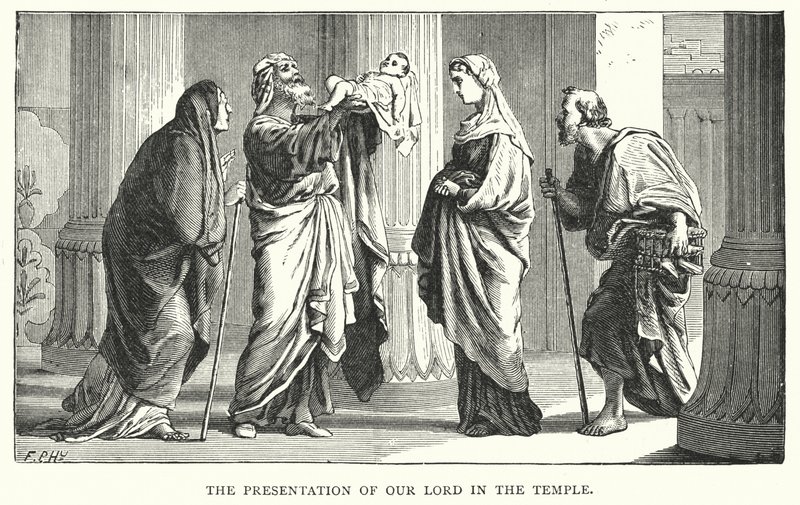 Presentation av Jesus Kristus i templet (gravyr) av English School