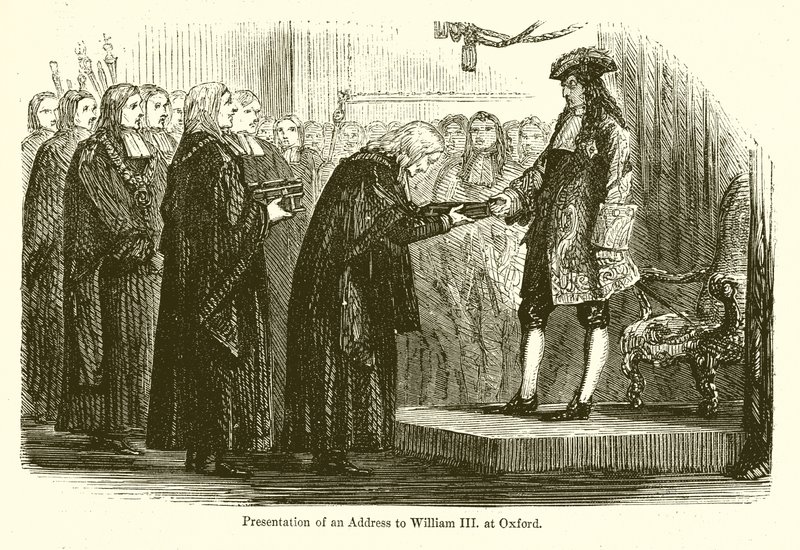 Presentation av en adress till William III. vid Oxford av English School