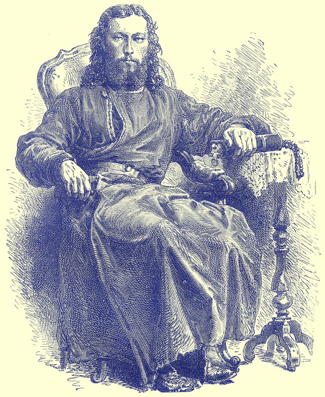 Präst i den grekiska kyrkan, illustration från Illustrated Travels, redigerad av H. W. Bates, publicerad ca 1880 (digitalt förbättrad bild) av English School
