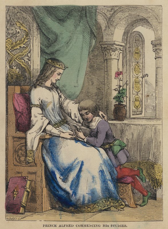 Prins Alfred börjar sina studier (färgad gravyr) av English School