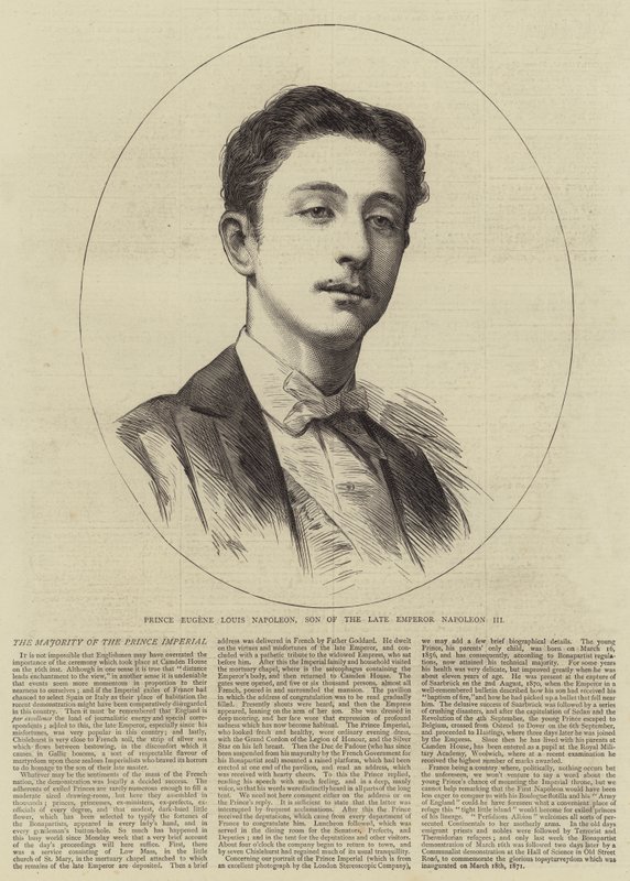 Prins Eugene Louis Napoleon, son till den sene kejsaren Napoleon III (gravyr) av English School