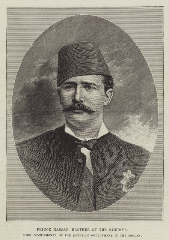 Prins Hassan, bror till Khedive, högkommissarie för den egyptiska regeringen i Soudan (gravyr) av English School