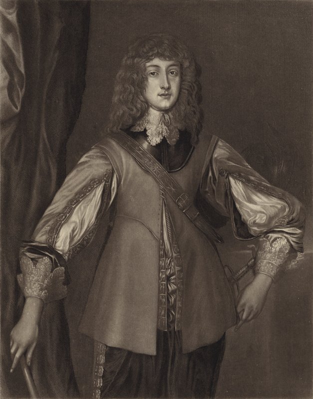 Prins Rupert, son till kurfursten Fredrik V, greve palatin av Rhen, och till Elizabeth, dotter till Jakob I (litografi) av English School