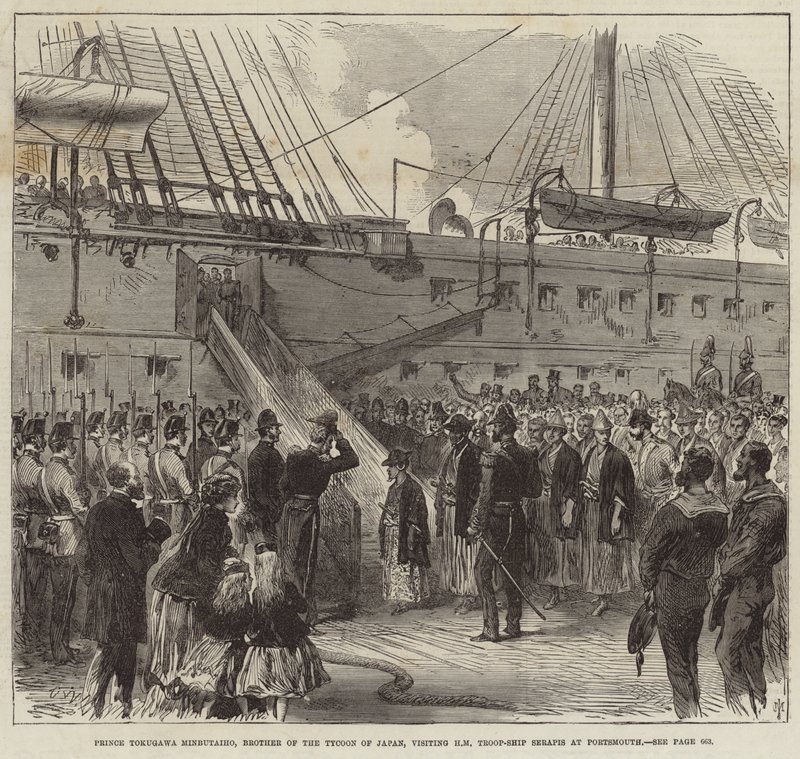 Prins Tokugawa Minbutaiho besöker Serapis i Portsmouth av English School