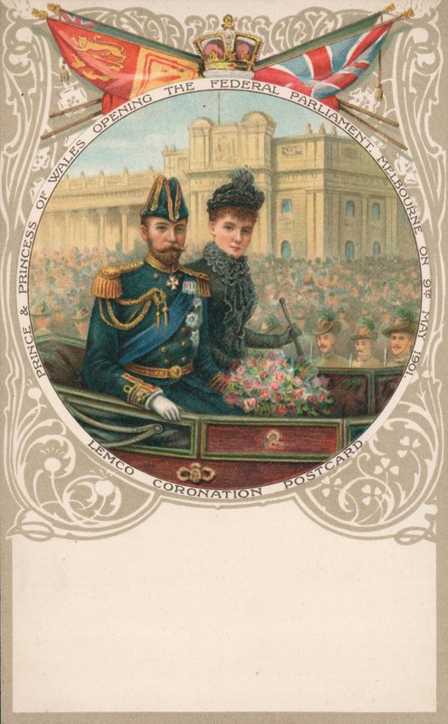 Prins och prinsessa av Wales, öppnar det federala parlamentet, Melbourne, 9 maj 1901 av English School