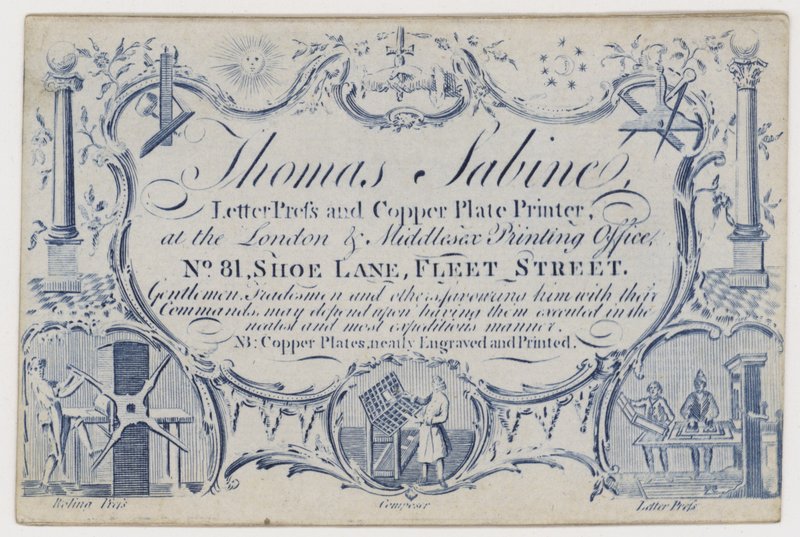 Tryckare, Thomas Sabine, handelskort av English School