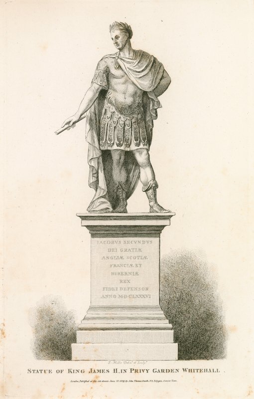 Privy Garden Westminster. Staty av kung James II av English School
