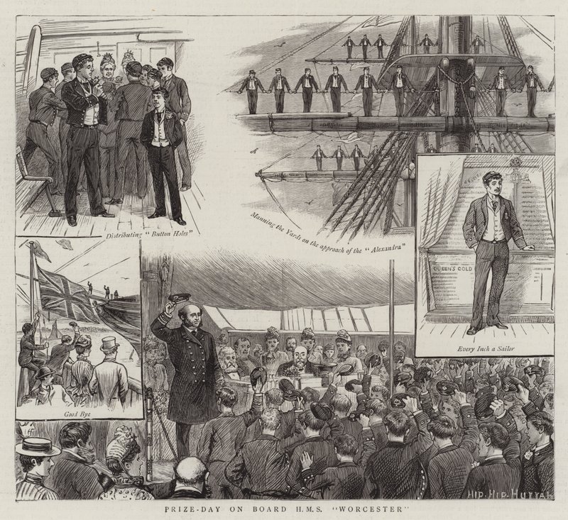 Prisdag ombord på HMS Worcester (gravyr) av English School