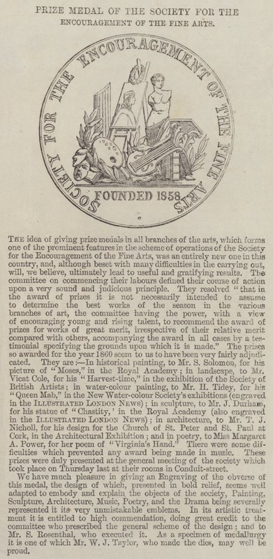 Prismedalj av Society for the Encouragement of the Fine Arts (gravyr) av English School